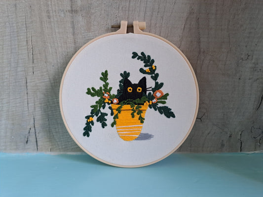 The Potted Purrfection (embroidery)