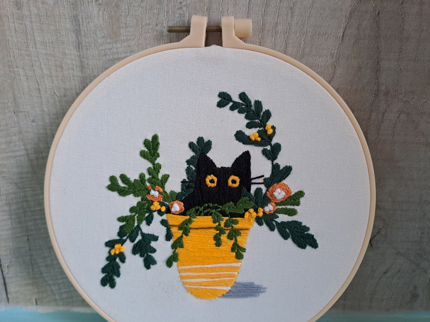 The Potted Purrfection (embroidery)