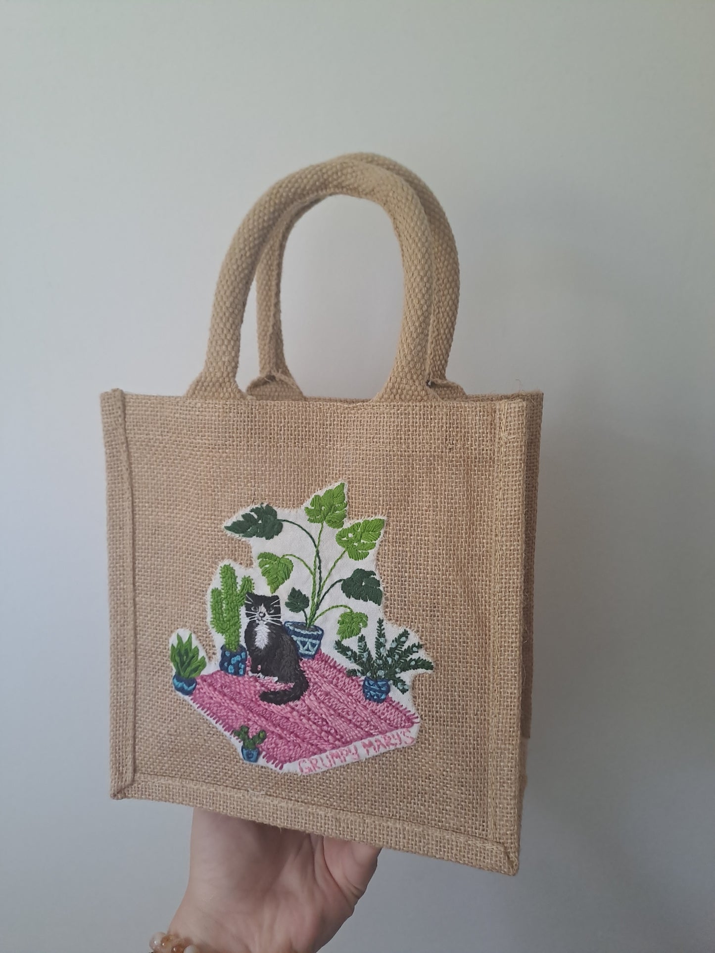 The Plant Guardian - handsewn jute bag (small)