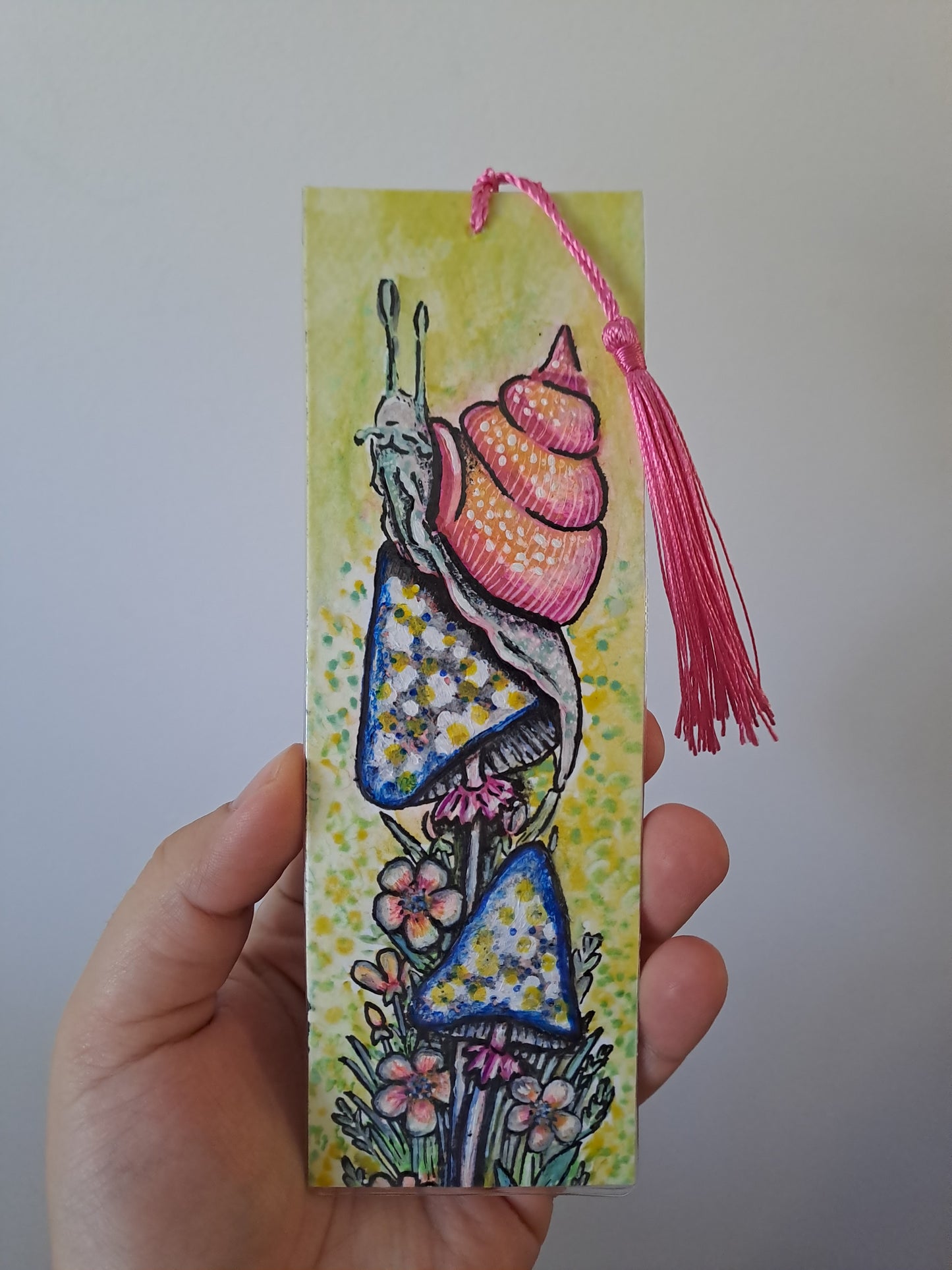 Magic Snail - handpainted bookmark