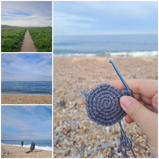 Crocheting by the sea