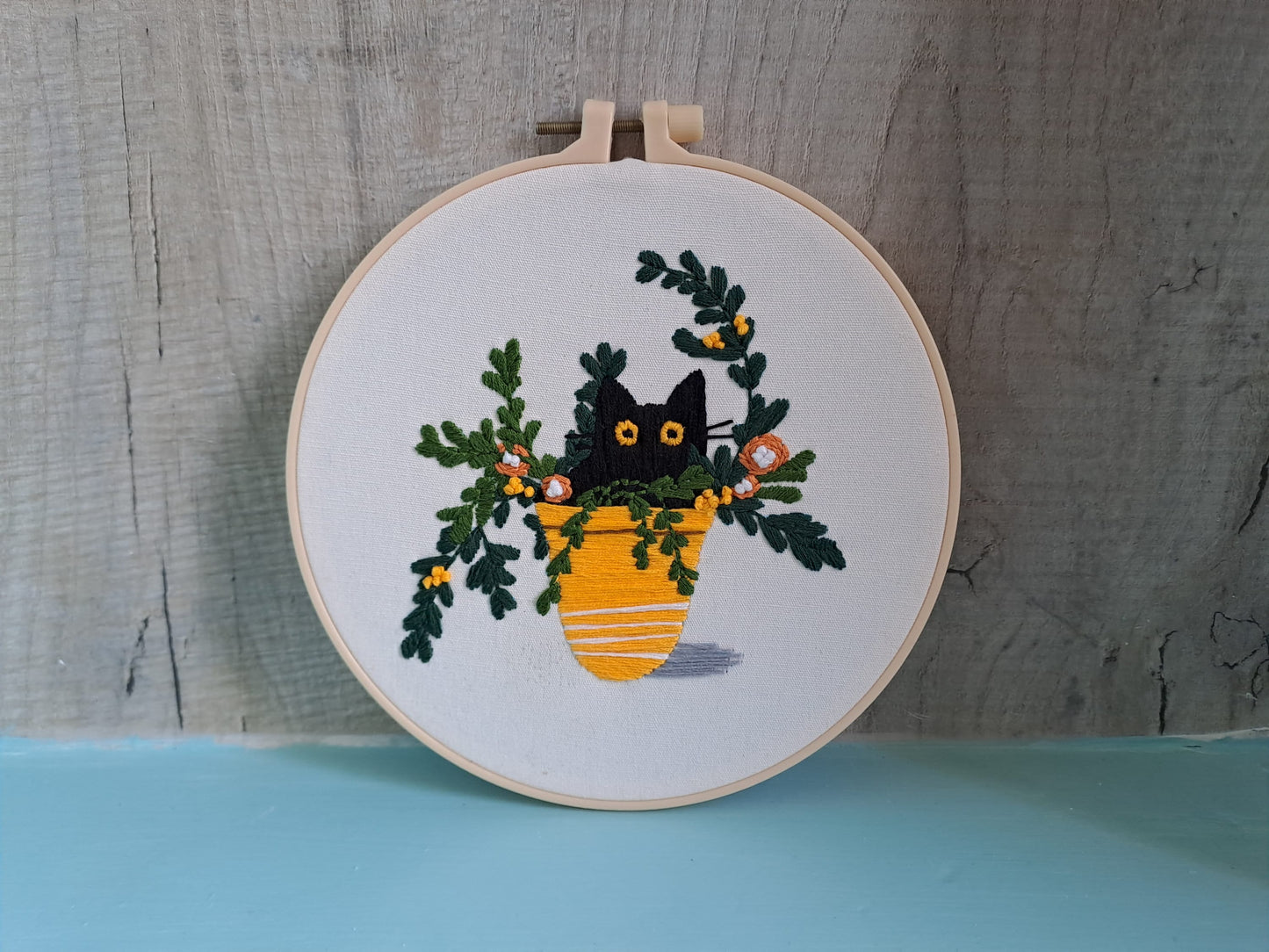 The Potted Purrfection (embroidery)