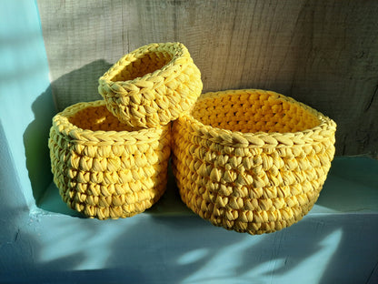 Handmade Crochet Baskets (Set of 3)