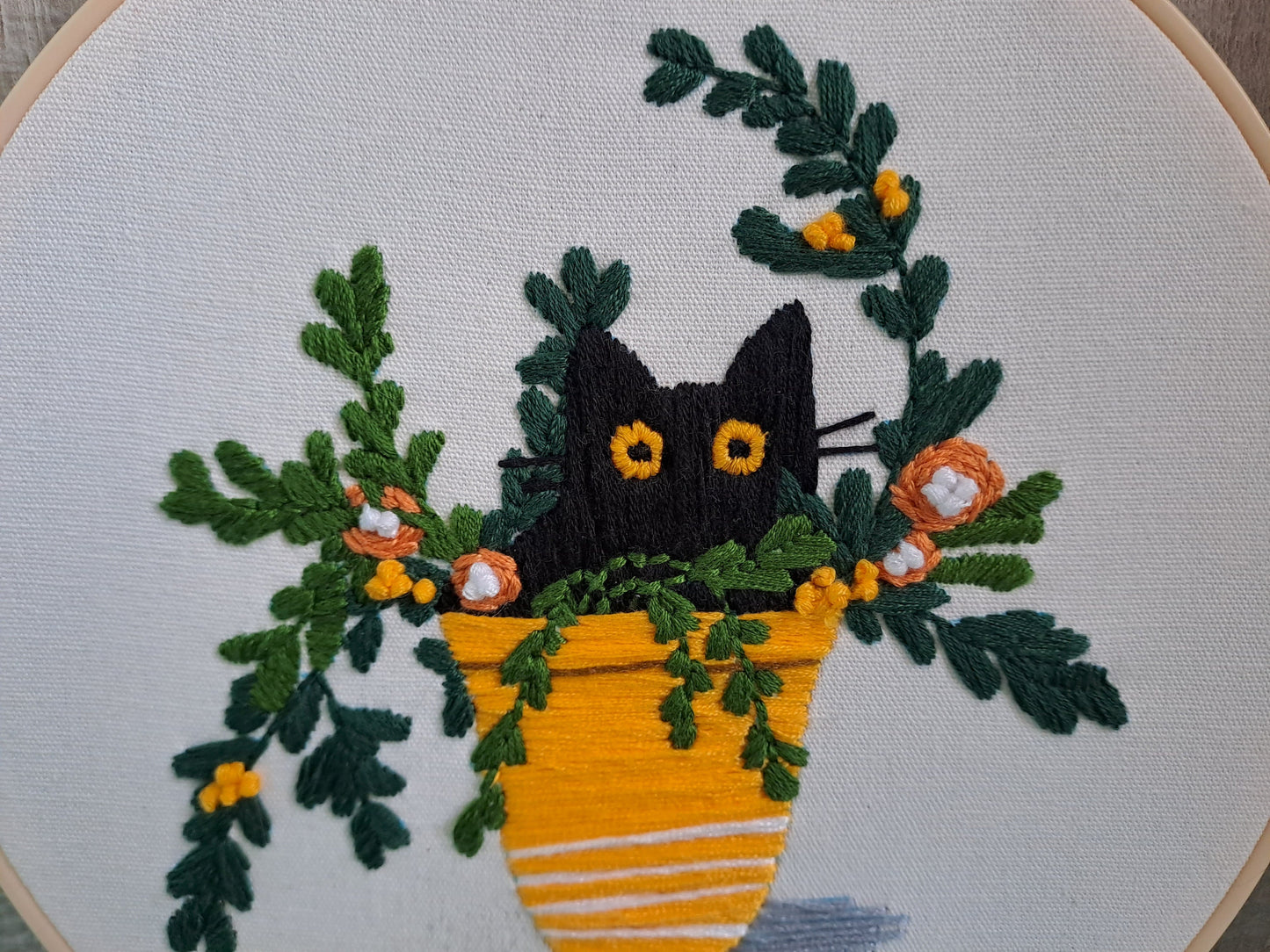 The Potted Purrfection (embroidery)