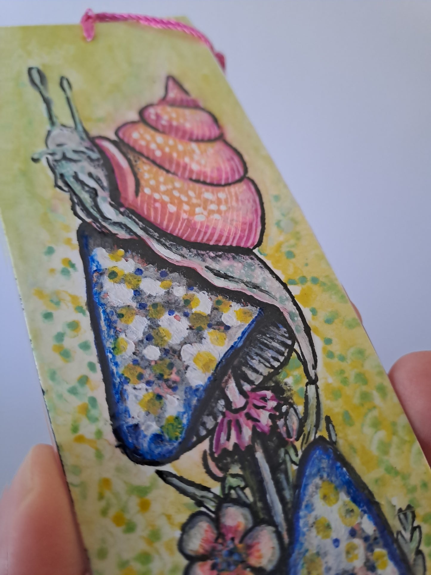 Magic Snail - handpainted bookmark