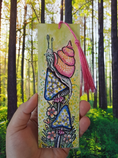 Magic Snail - handpainted bookmark