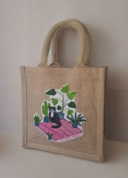 The Plant Guardian - handsewn jute bag (small)